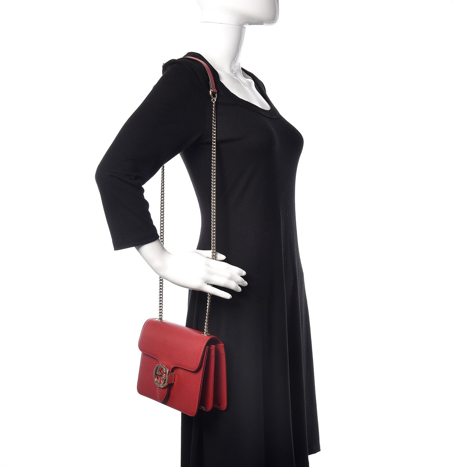 Gucci Dollar Calfskin Small Interlocking G Shoulder Bag Red 2 of 9