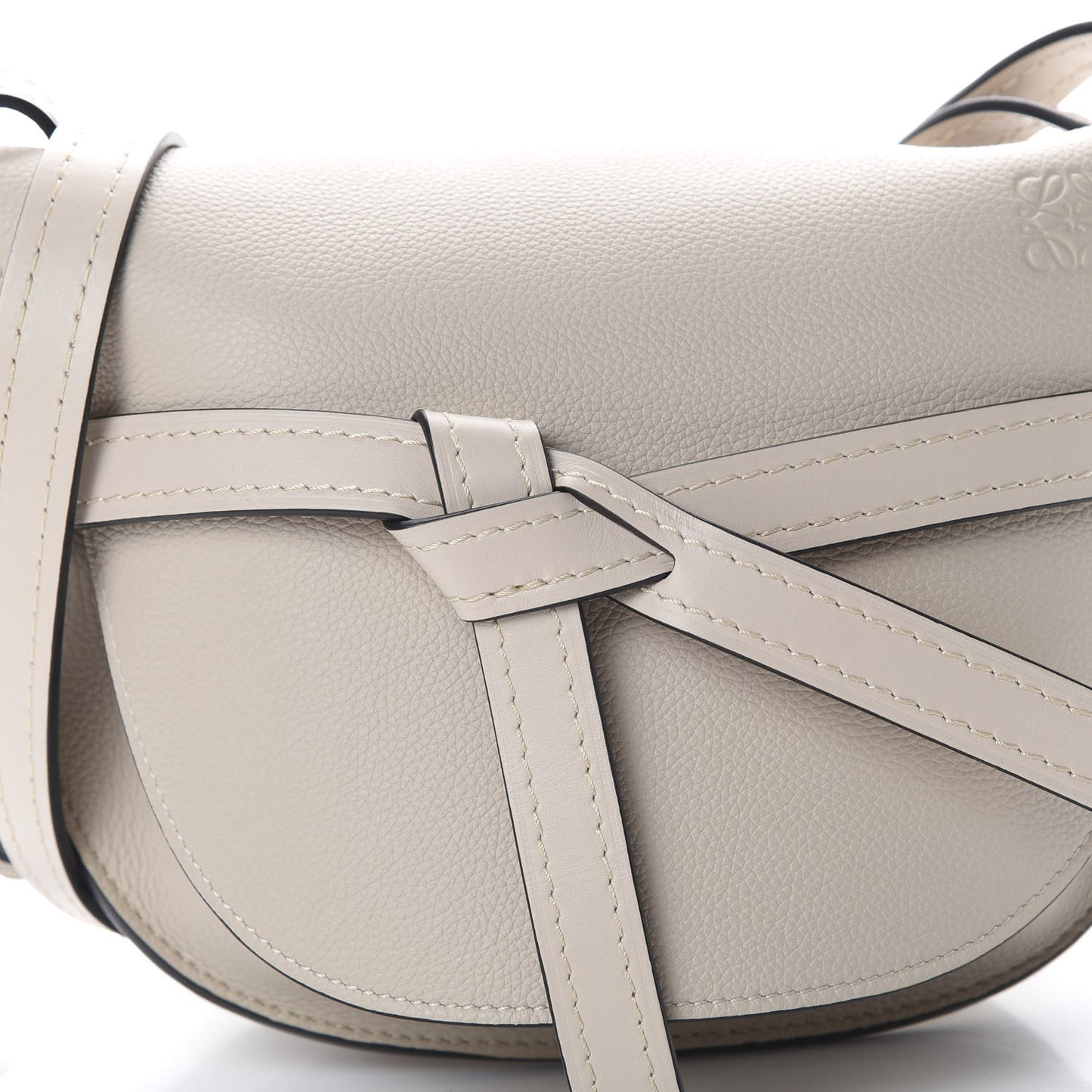 Grained Calfskin Small Gate Crossbody Bag Light Oat