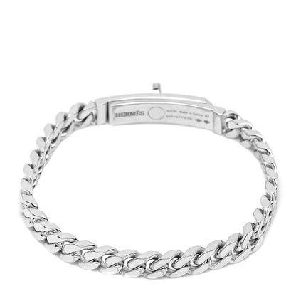 Hermes 18K White Gold Diamond TPM Kelly Gourmette Bracelet ST 4 of 6