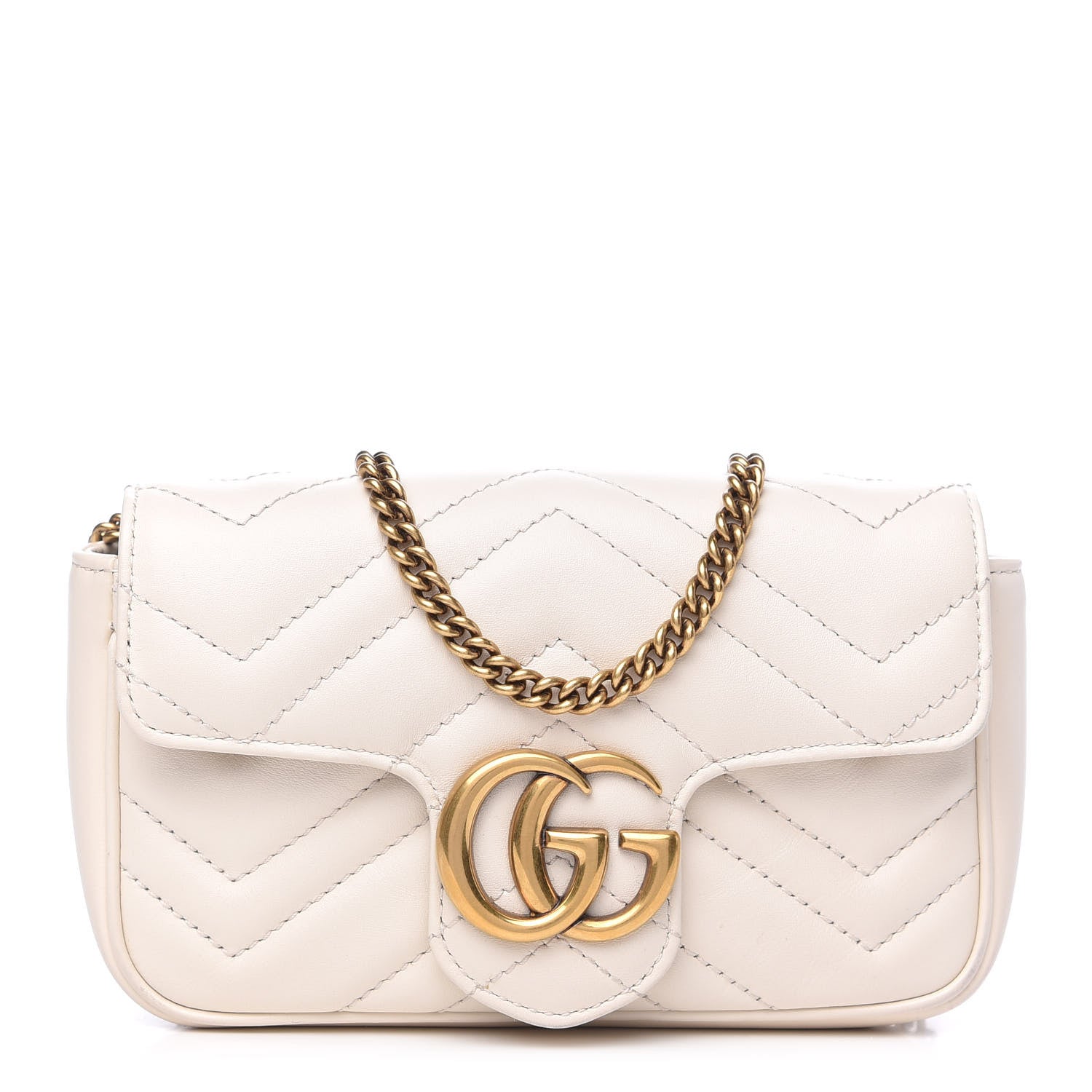 Gucci Calfskin Matelasse Super Mini GG Marmont Shoulder Bag White 1 of 9