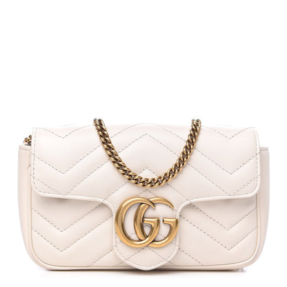Gucci Calfskin Matelasse Super Mini GG Marmont Shoulder Bag White 1 of 9