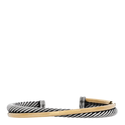 David Yurman Sterling Silver 18K Yellow Gold 5mm Crossover Cuff Bracelet 1 of 3