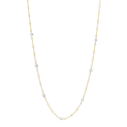 Roberto Coin 18K Yellow White Gold Diamond By the Inch Seven Station Dog Bone Necklace 1 of 6
