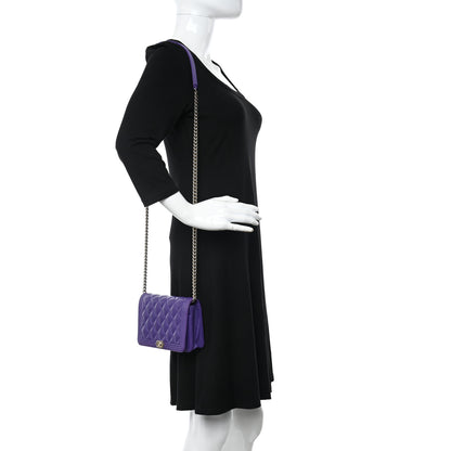 Chanel Lambskin Quilted Boy Wallet On Chain WOC Purple 2 of 13