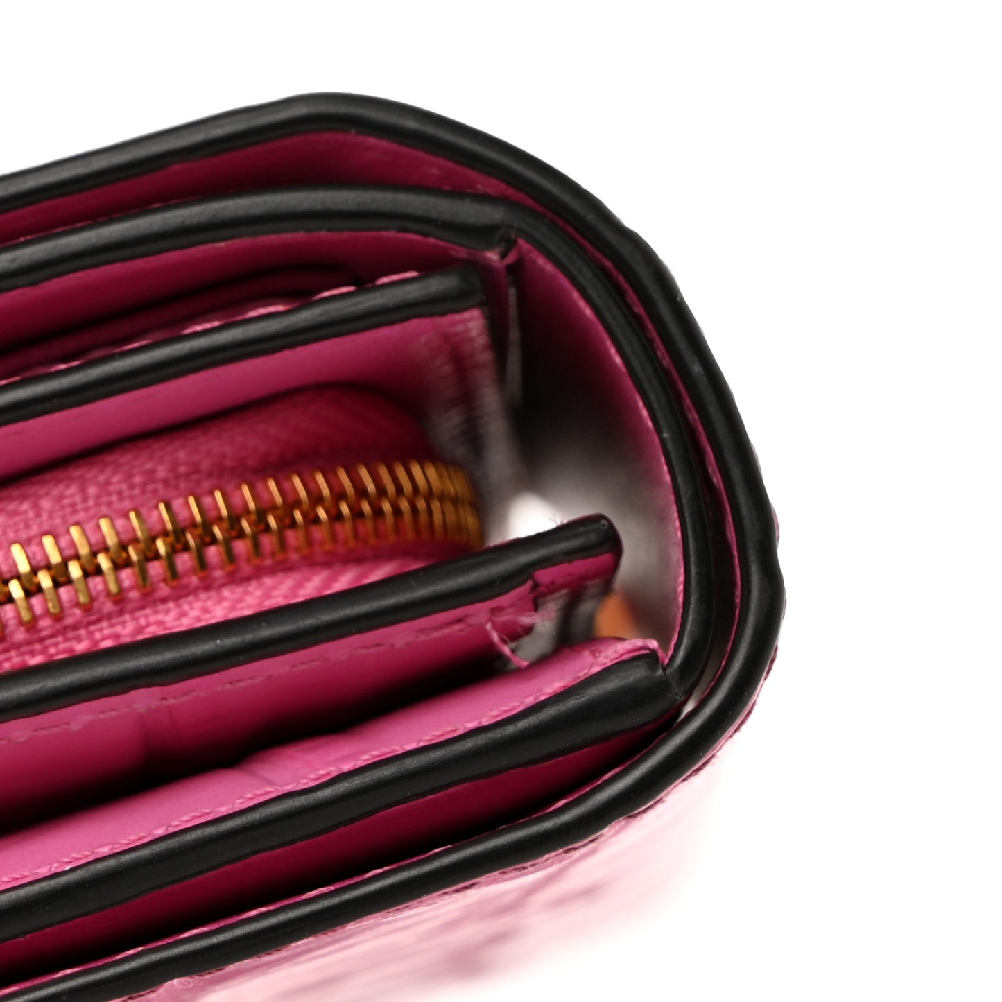 Crocodile Embossed Calfskin Small French Continental Wallet Raspberry Pink