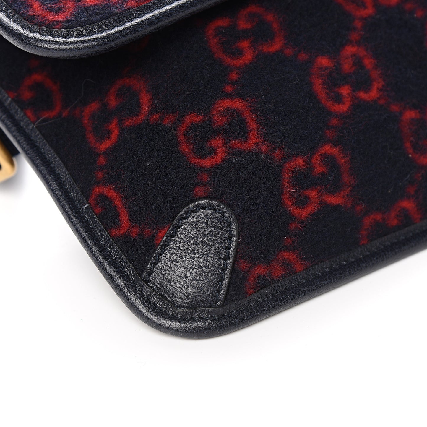 Covered Wool GG Monogram Slim Belt Bag Navy Red