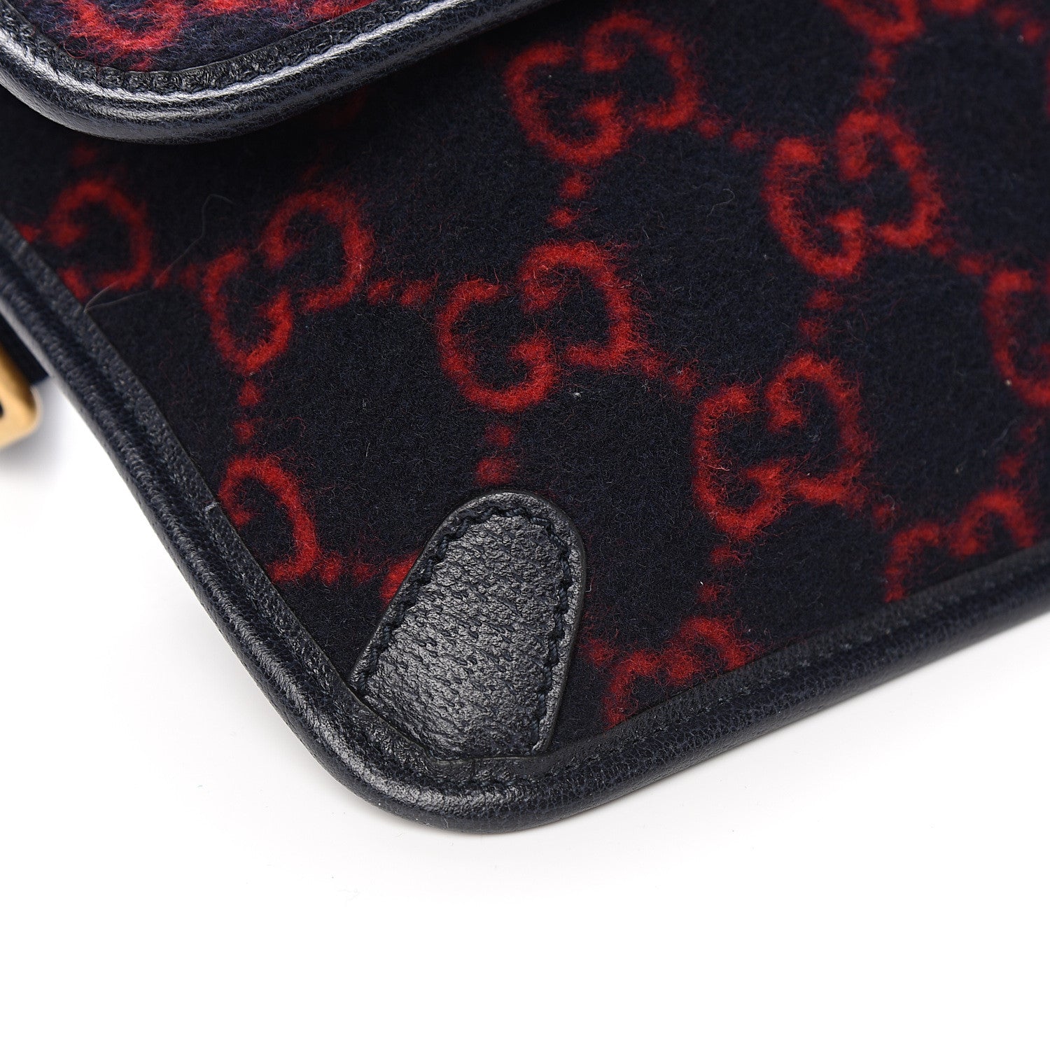 Gucci Covered Wool GG Monogram Slim Belt Bag Navy Red 8 of 10