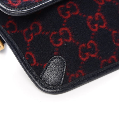 Gucci Covered Wool GG Monogram Slim Belt Bag Navy Red 8 of 10