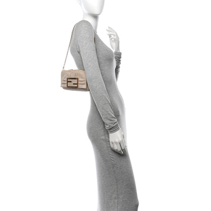 Fendi Metallic Calfskin Mia Pochette Beige 2 of 14