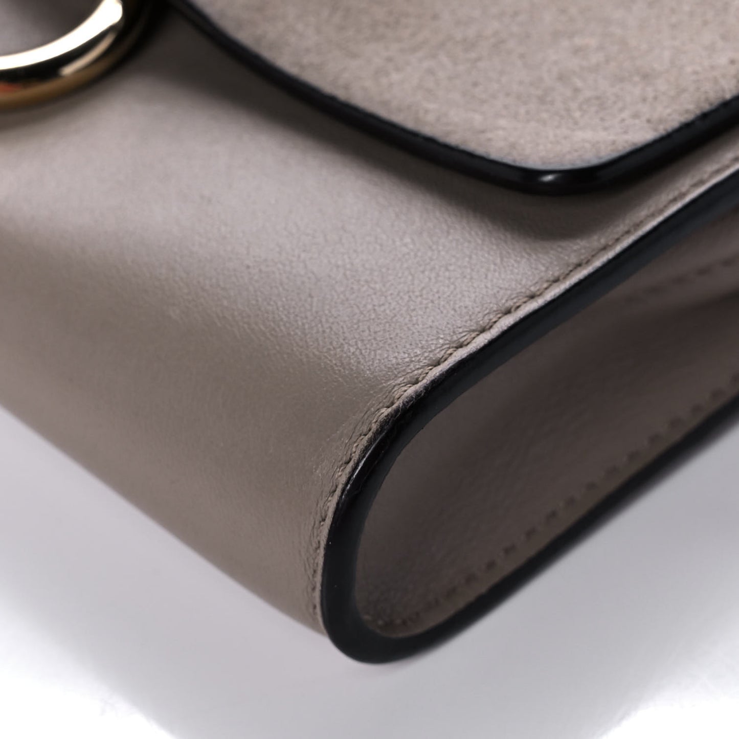 Suede Calfskin Mini Faye Shoulder Bag Motty Grey