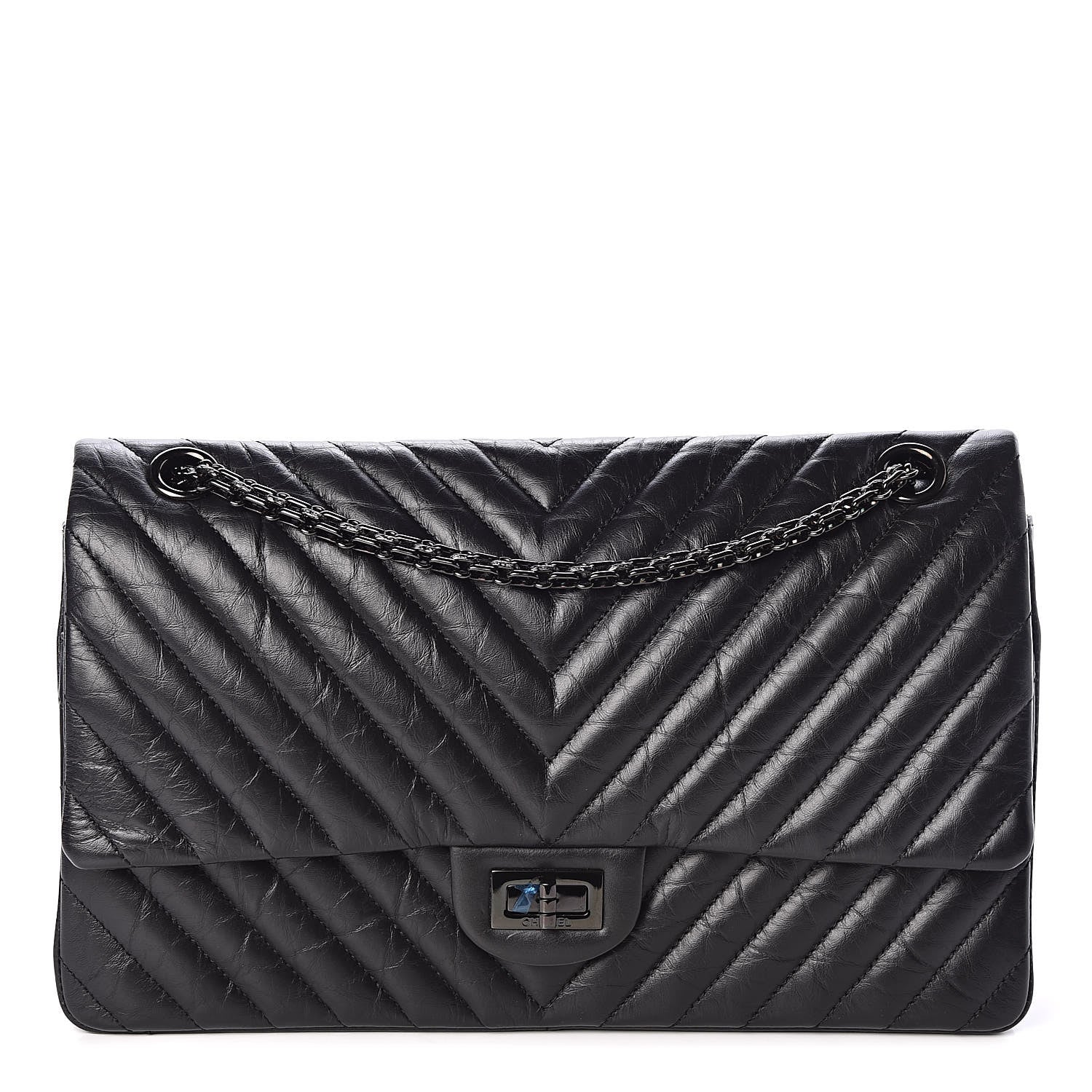 Chanel Aged Calfskin Chevron Quilted 2.55 Reissue 226 So Black 1 of 10