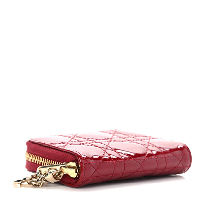 Christian Dior Patent Cannage Small Lady Dior Voyageur Coin Purse Cherry Red 4 of 7