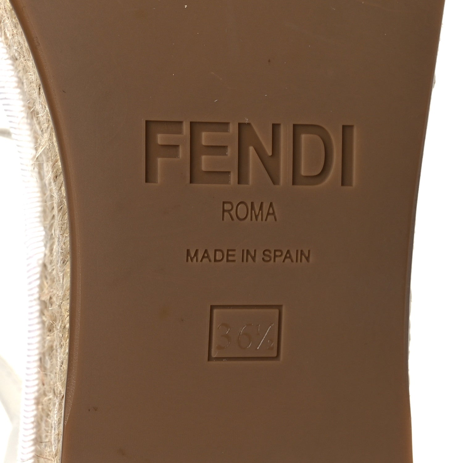 Fendi Nappa FF Embossed Espadrille Platform Sandals 36.5 Snow 7 of 8