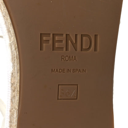 Fendi Nappa FF Embossed Espadrille Platform Sandals 36.5 Snow 7 of 8