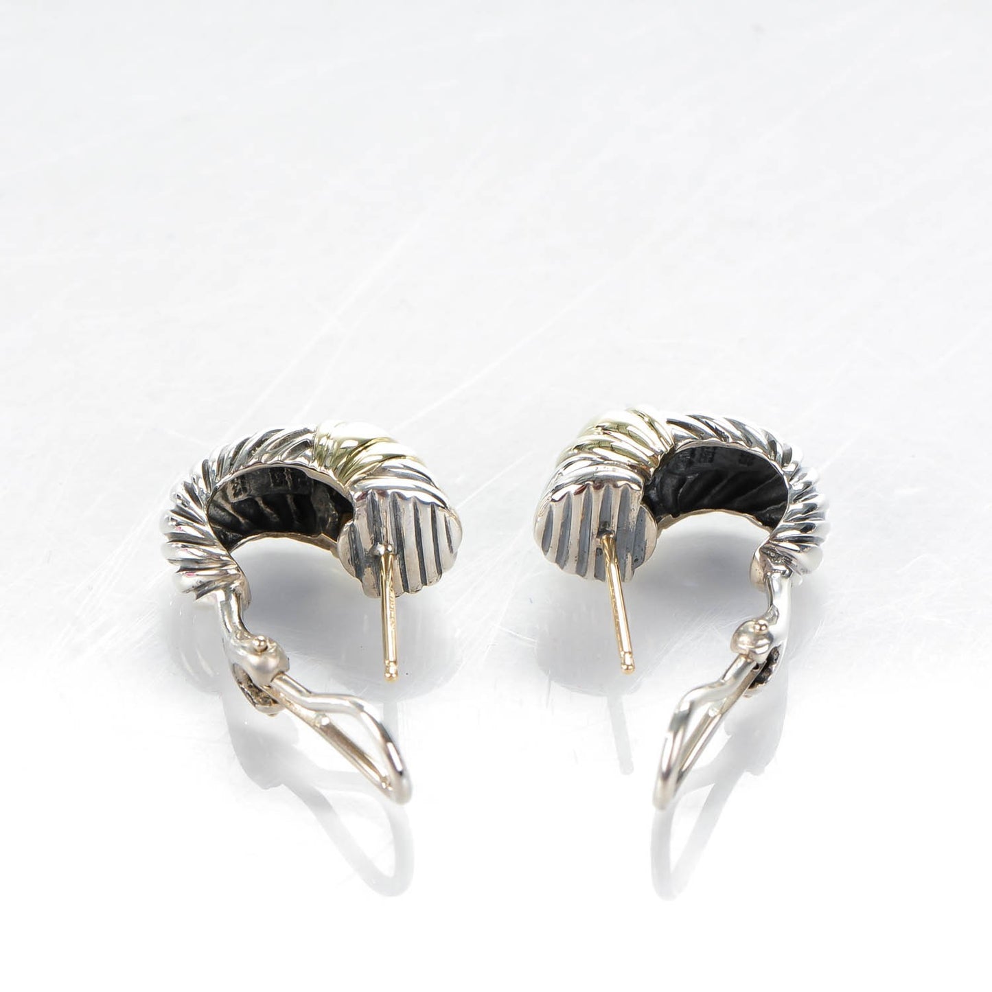 Sterling Silver 14K Yellow Gold 19mm Small Thoroughbred Shrimp Earrings
