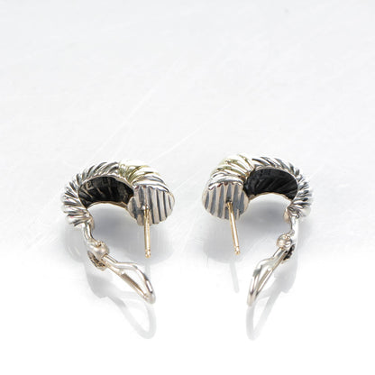 David Yurman Sterling Silver 14K Yellow Gold 19mm Small Thoroughbred Shrimp Earrings 3 of 4