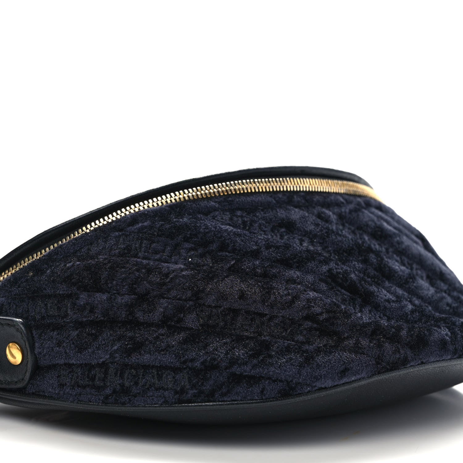Balenciaga Crushed Velvet Logo Embossed XXS Souvenir Belt Bag Black 6 of 11