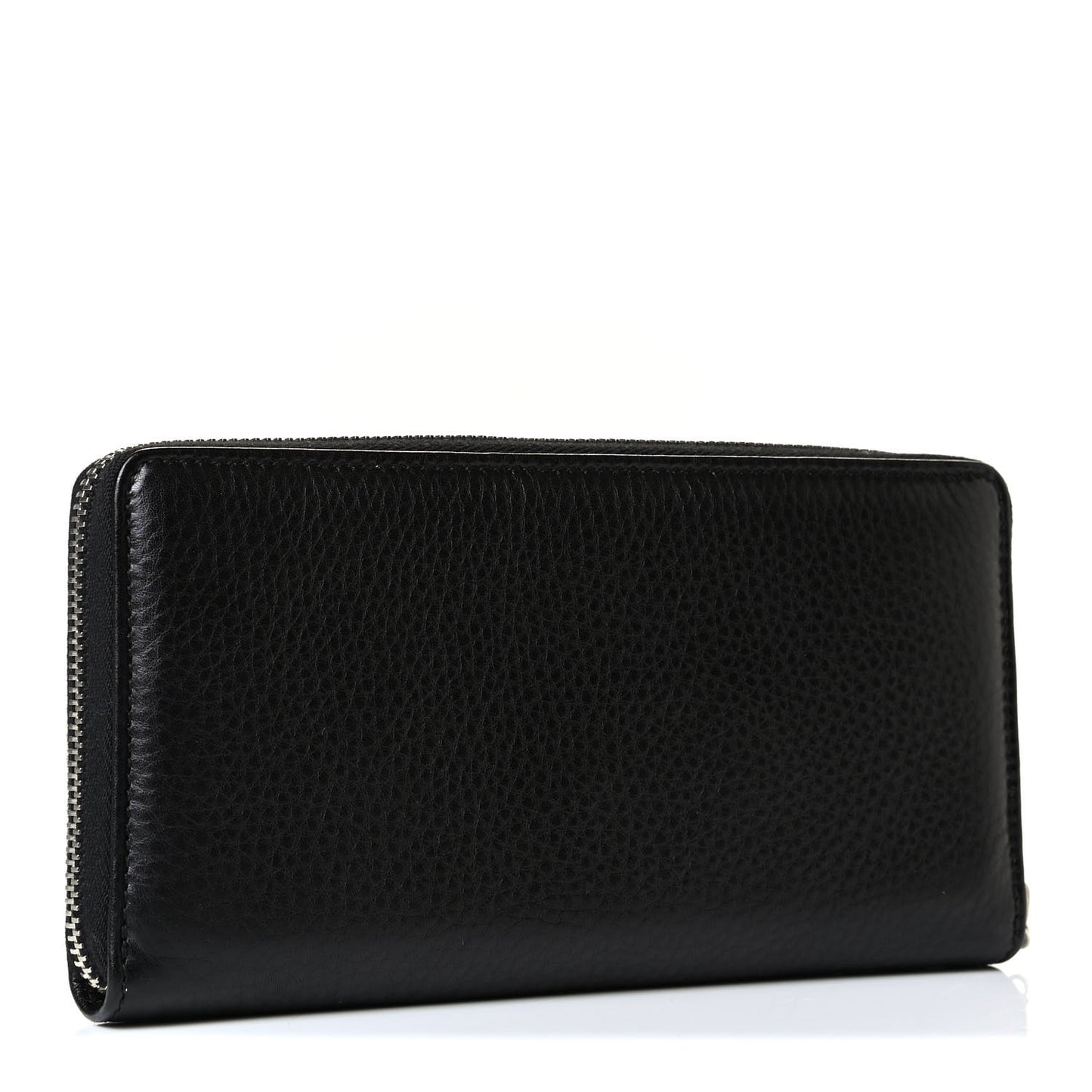 Pebbled Calfskin Zip Around Wallet Black