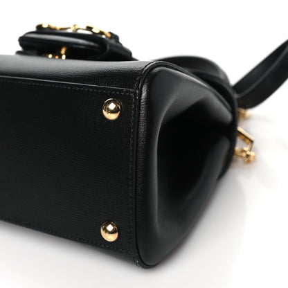 Gucci Glazed Textured Calfskin Mini Horsebit 1955 Top Handle Flap Bag Black 10 of 11
