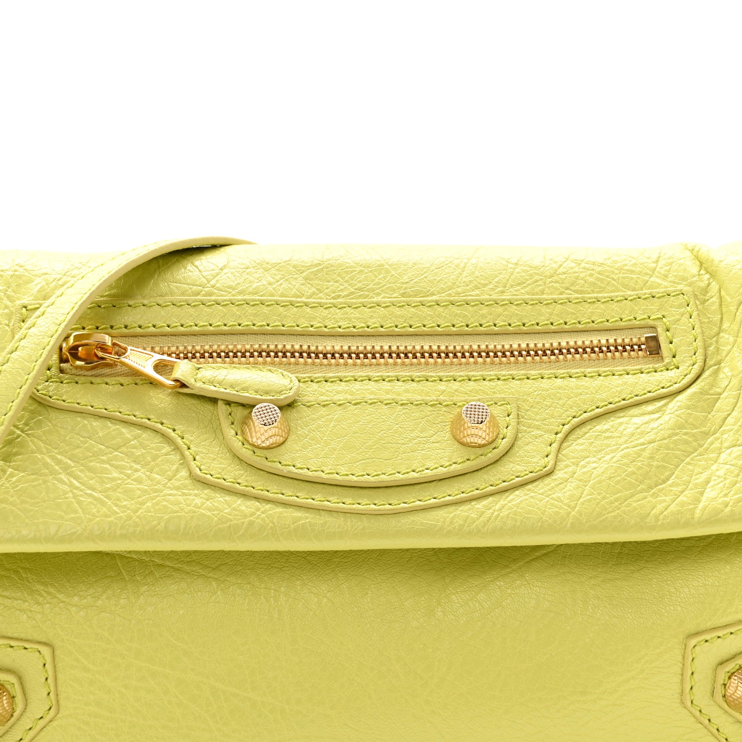 Balenciaga Agneau Giant 12 Gold Hardware Envelope Strap Clutch Jaune Citronnade 10 of 14