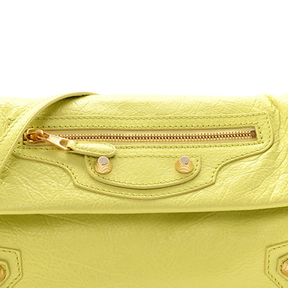 Balenciaga Agneau Giant 12 Gold Hardware Envelope Strap Clutch Jaune Citronnade 10 of 14