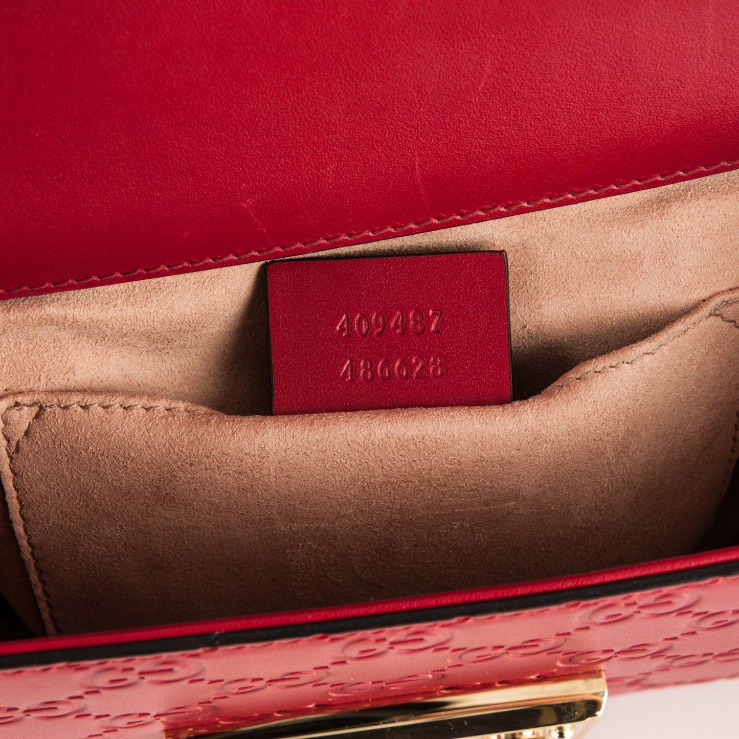 Guccissima Small Padlock Shoulder Bag Hibiscus Red