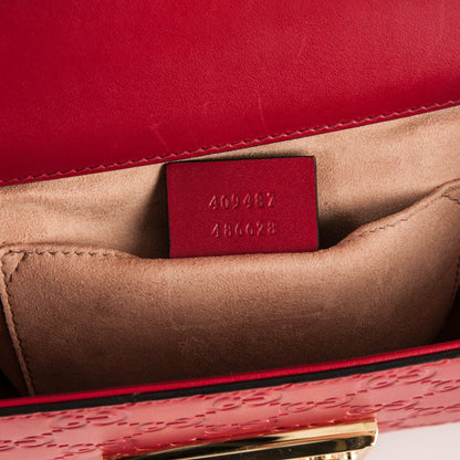 Gucci Guccissima Small Padlock Shoulder Bag Hibiscus Red 7 of 7