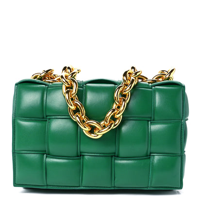 Bottega Veneta Lambskin Maxi Intreccio Padded Chain Cassette Crossbody Bag Racing Green 1 of 13
