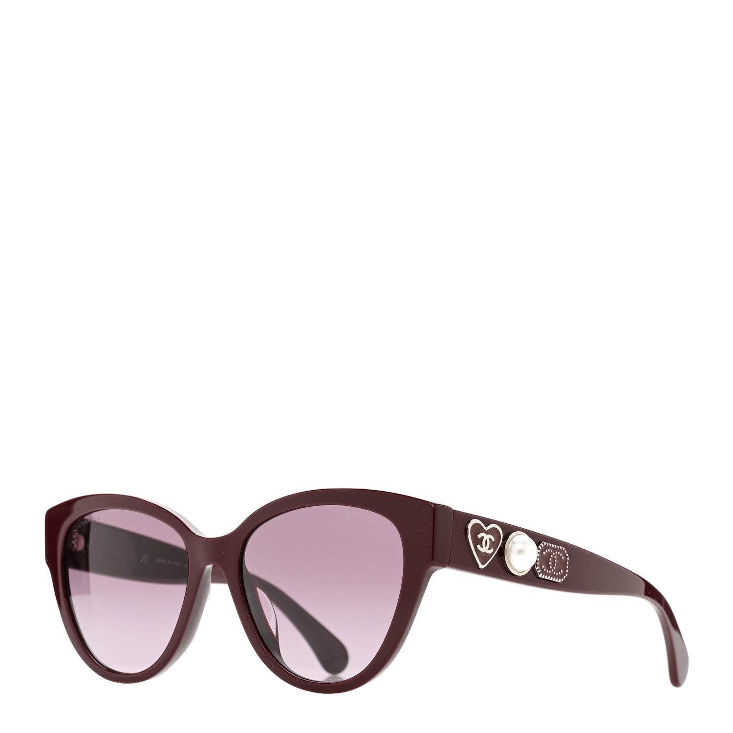 Chanel Acetate Charms Pearl Square Sunglasses 5479-A Burgundy 1 of 7