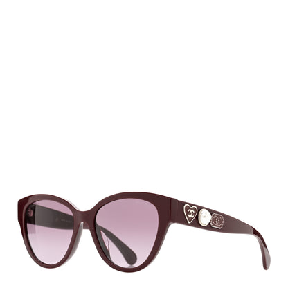 Chanel Acetate Charms Pearl Square Sunglasses 5479-A Burgundy 1 of 7
