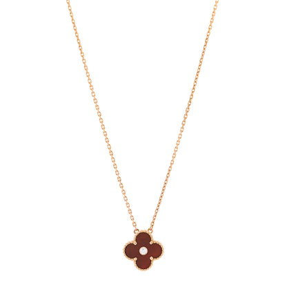 Van Cleef & Arpels 18K Rose Gold Diamond Bulls Eye Vintage Alhambra Pendant Necklace 1 of 4