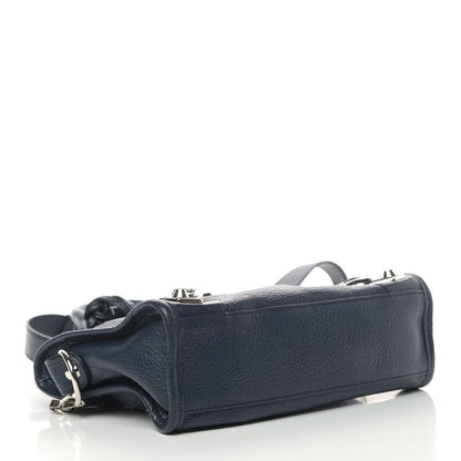 Balenciaga Chevre Silver Metallic Edge Hardware Mini City Bleu Nuit Dark Sea 3 of 4
