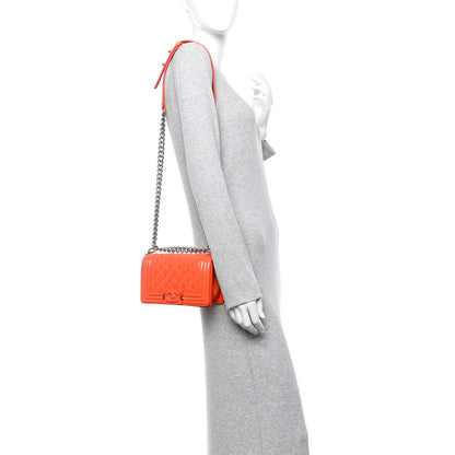 Chanel Patent Calfskin Quilted Small Plexiglass Boy Flap Orange 2 of 13
