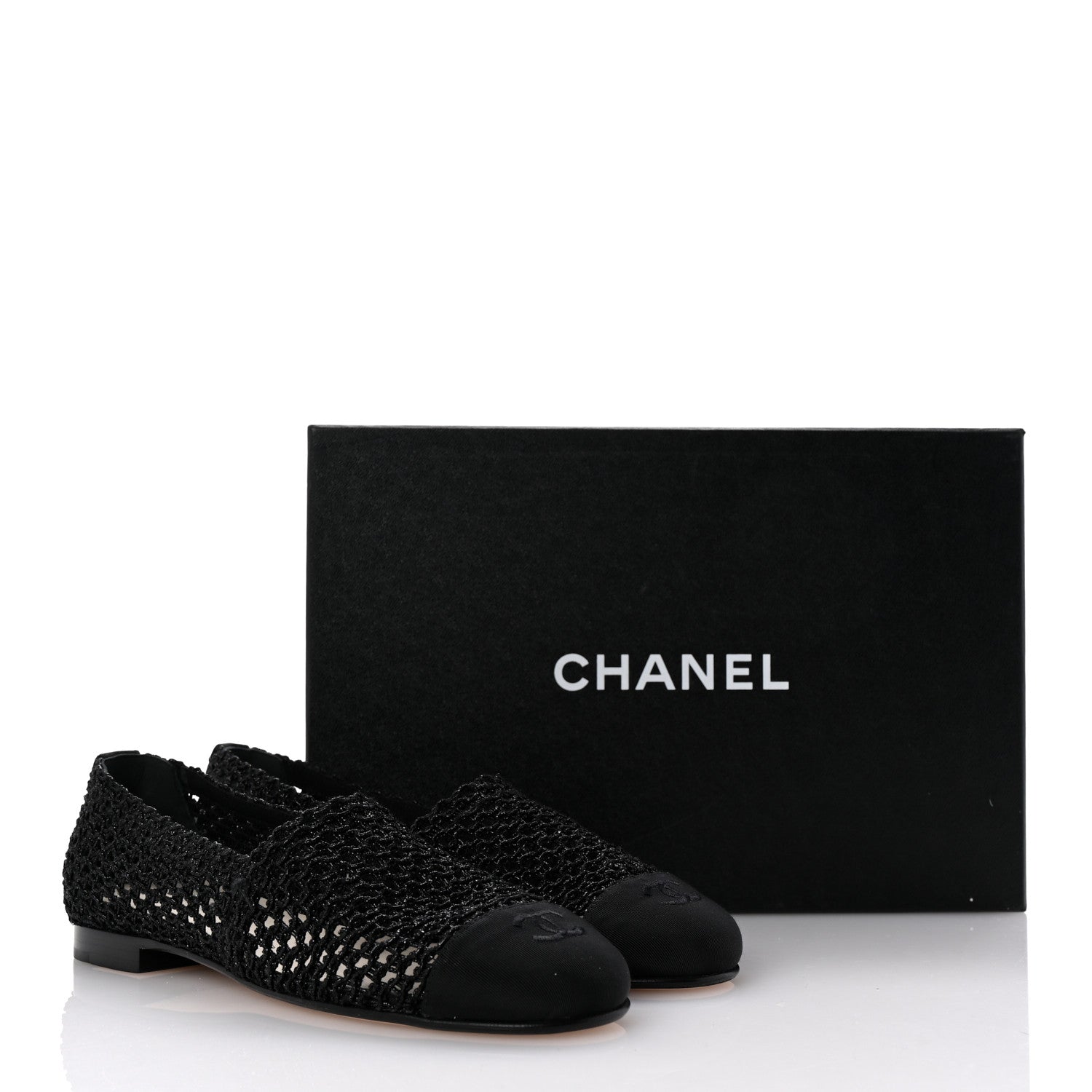 Chanel Knit Grosgrain Cap Toe CC Moccasin Loafers  36.5 Black 9 of 9