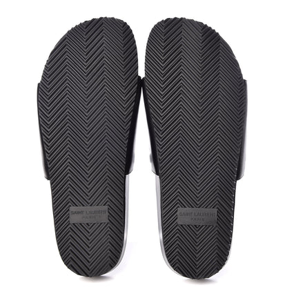 Saint Laurent Calfskin Monogram Joan Slide Sandals 35.5 Black 8 of 10