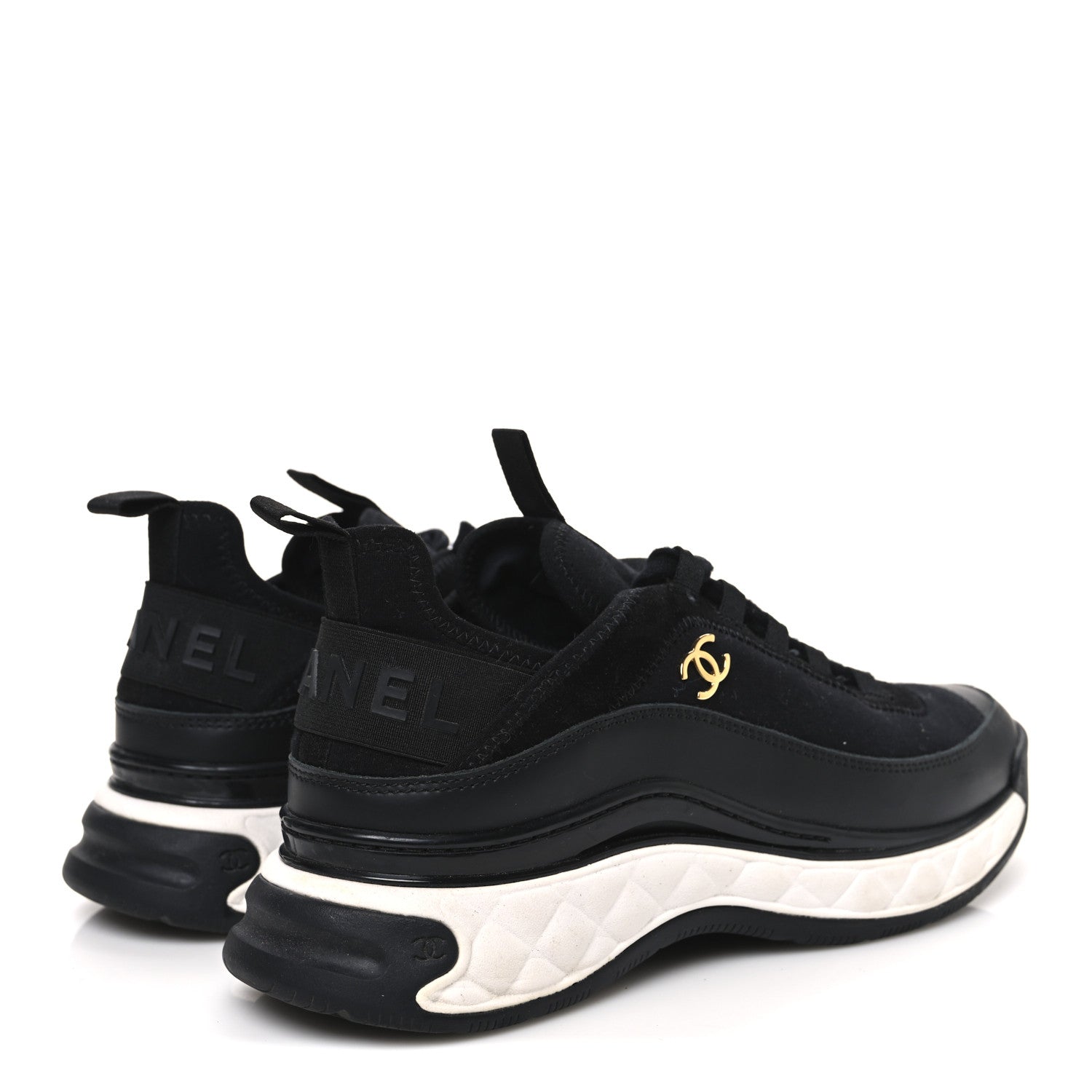 Chanel Velvet Calfskin Mixed Fibers CC Sneakers 38.5 Black 5 of 9