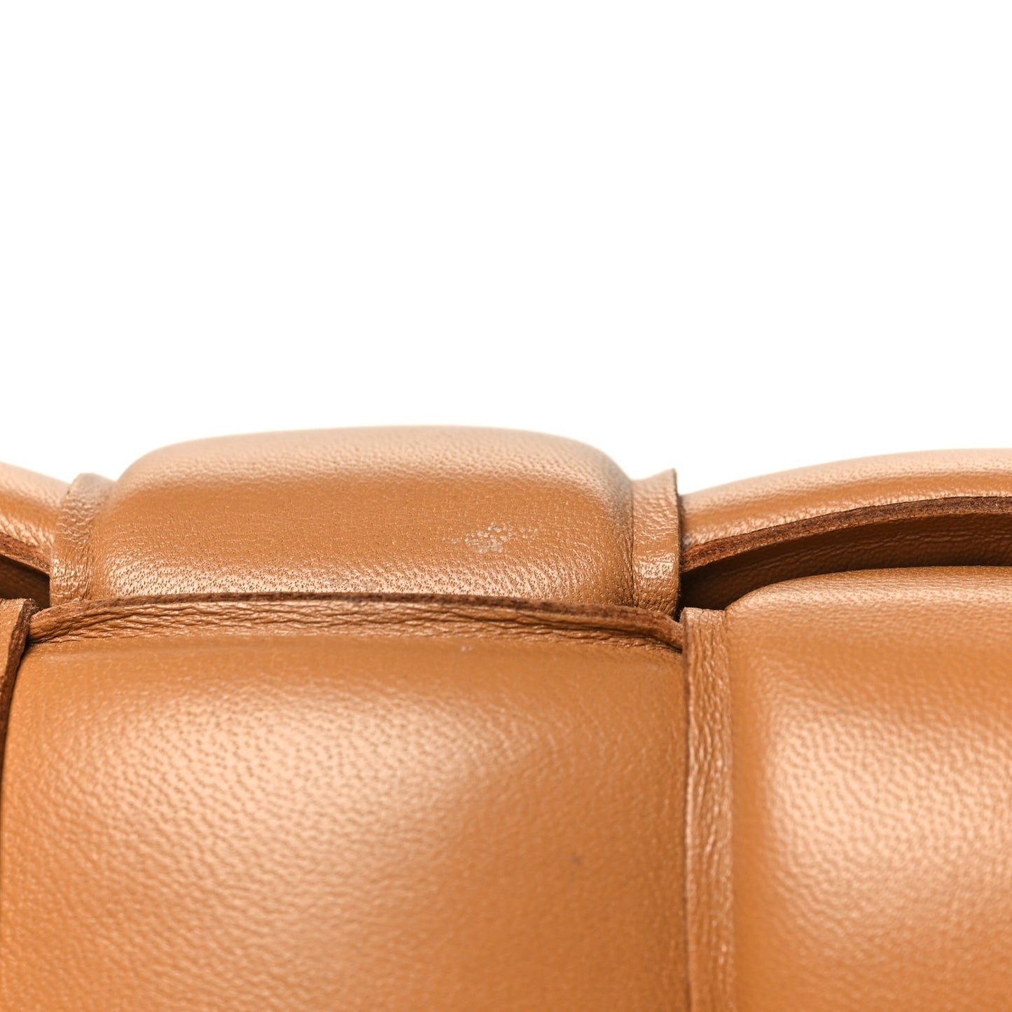Nappa Maxi Intreccio Padded Cassette Crossbody Bag Caramel