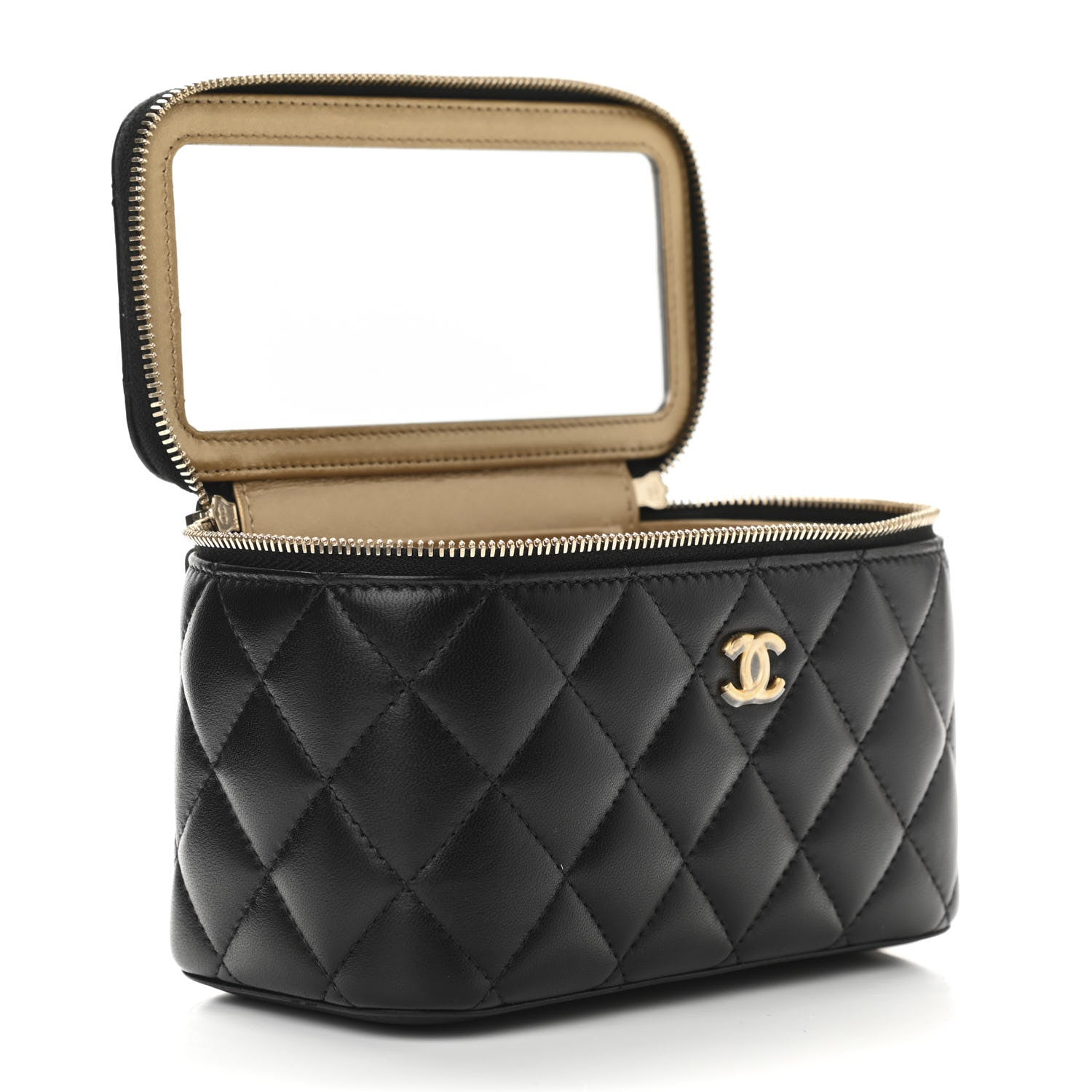 Chanel Lambskin Quilted Small Pearl Crush Vanity Case With Chain Black 6 of 12