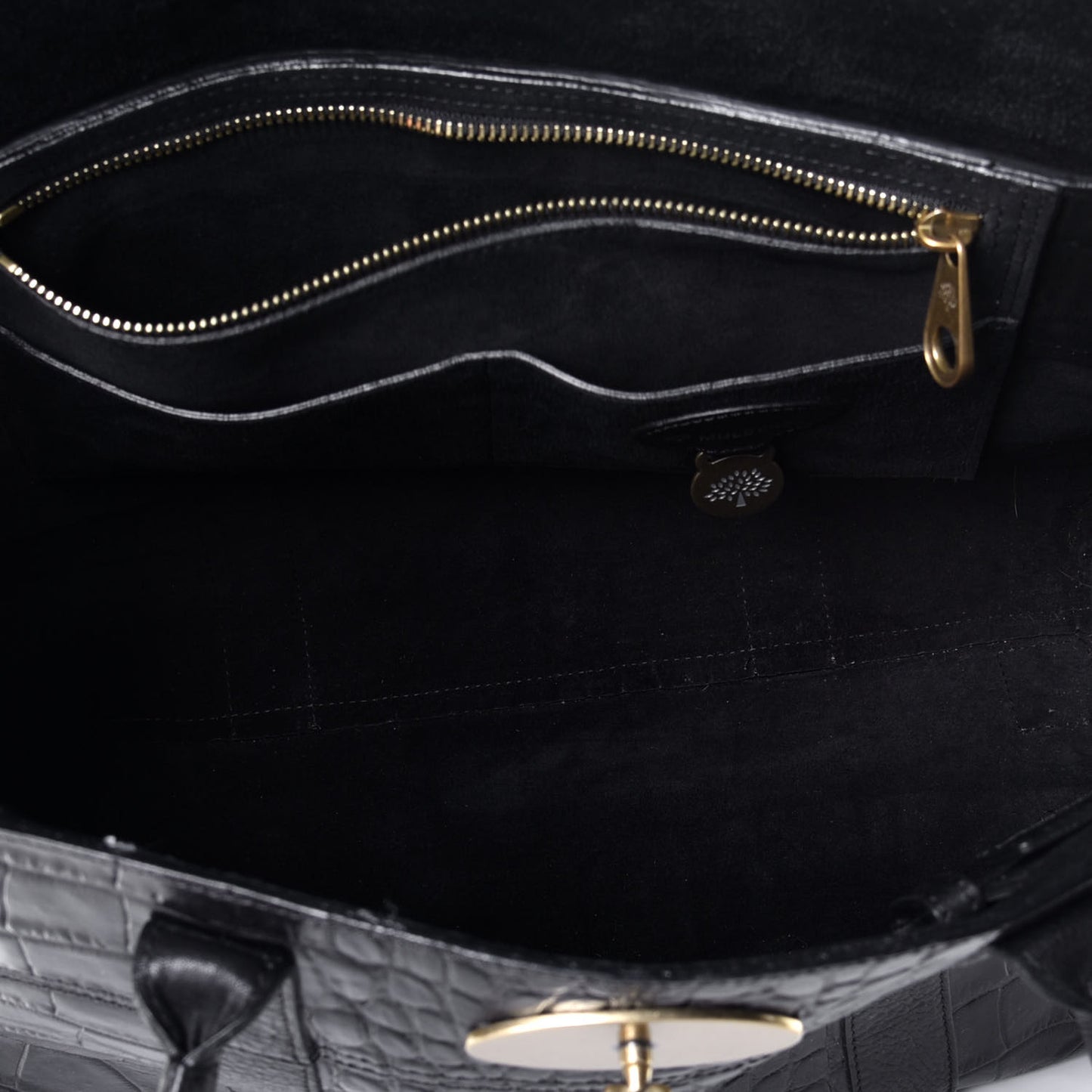 Calfskin Crocodile Embossed Bayswater Black