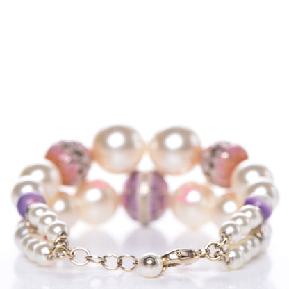 Chanel Pearl Enamel CC Korean Garden Bracelet Pink Multicolor 3 of 4