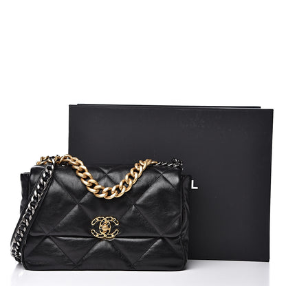 Chanel Goatskin Quilted Large 19 Flap Black 10 of 10