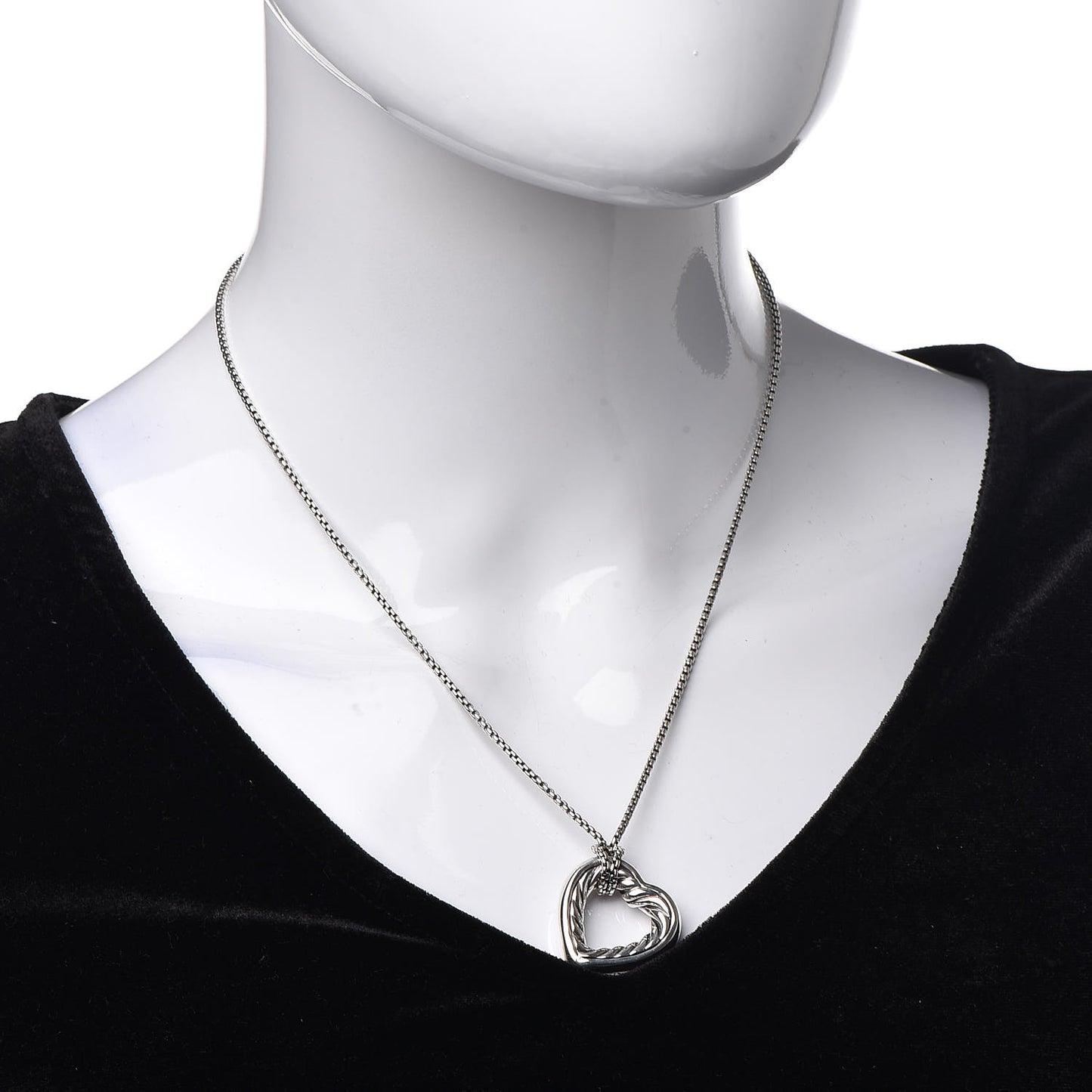 Sterling Silver 18K Yellow Gold Open Heart Cable Necklace