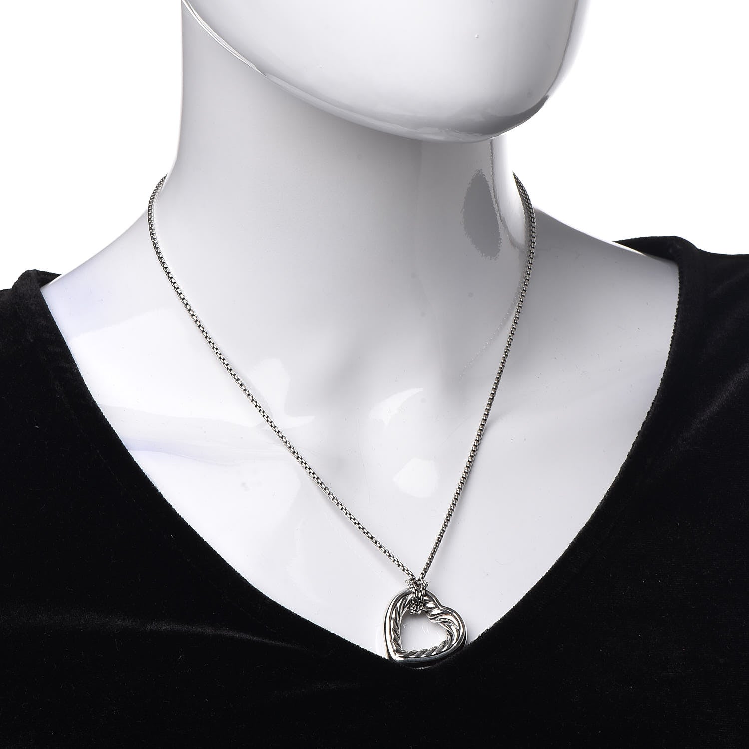 David Yurman Sterling Silver 18K Yellow Gold Open Heart Cable Necklace 2 of 5