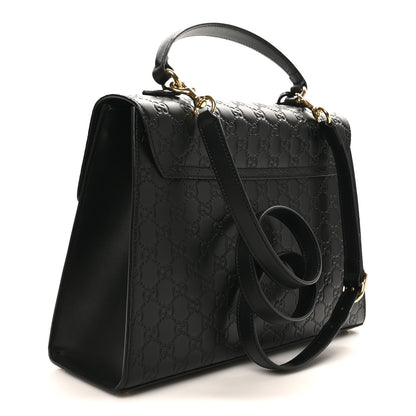 Gucci Guccissima Signature Medium Padlock Top Handle Bag Black 3 of 10