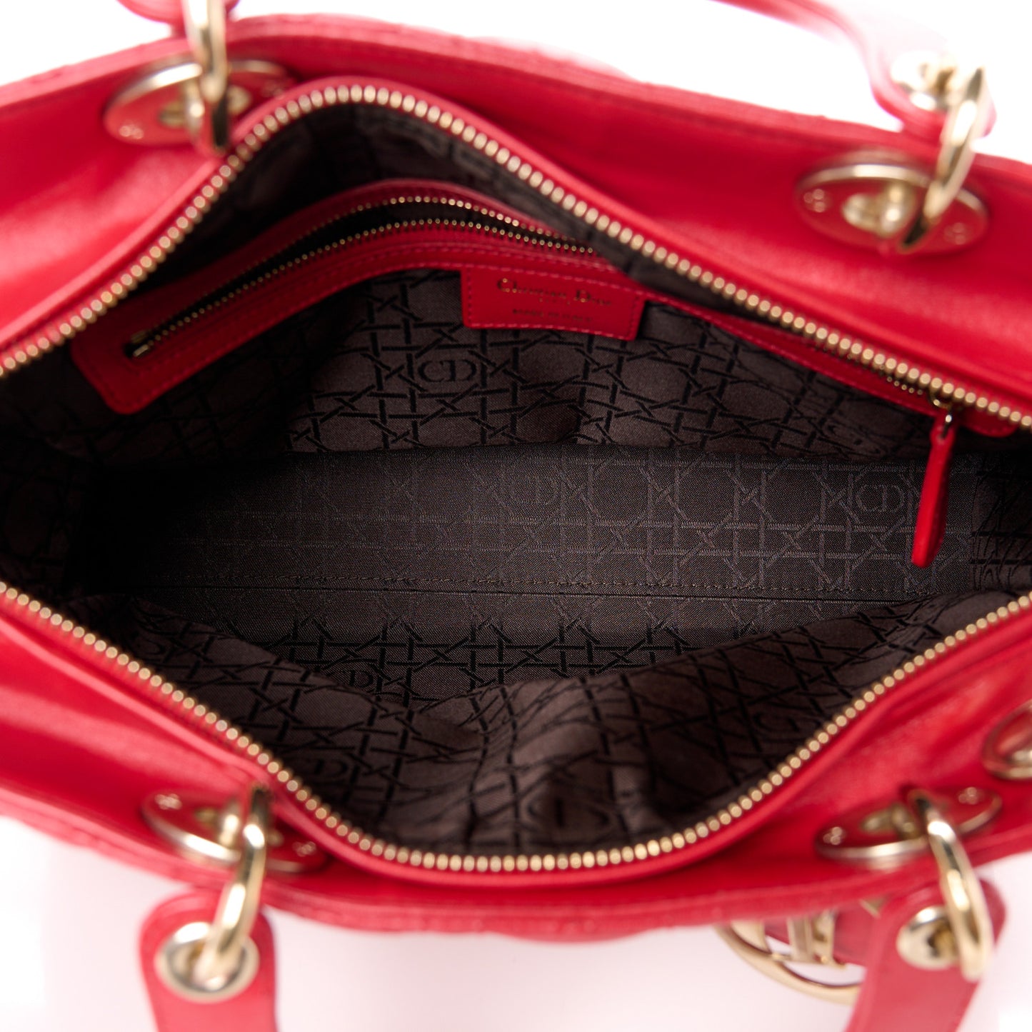 Lambskin Cannage Large Lady Dior Red