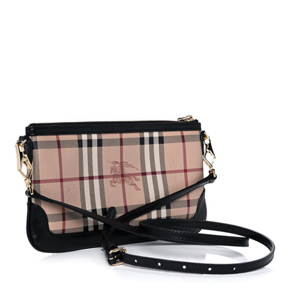 Burberry Haymarket Check Small Peyton Crossbody Clutch Bag Black 3 of 11