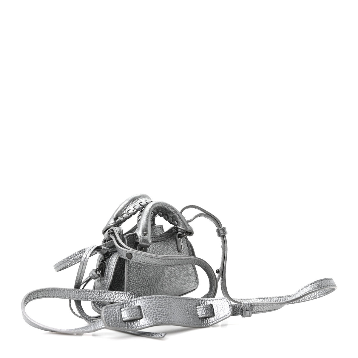 Balenciaga Metallic Grained Calfskin Neo Classic Hardware Super Nano City Crossbody Silver 2 of 9