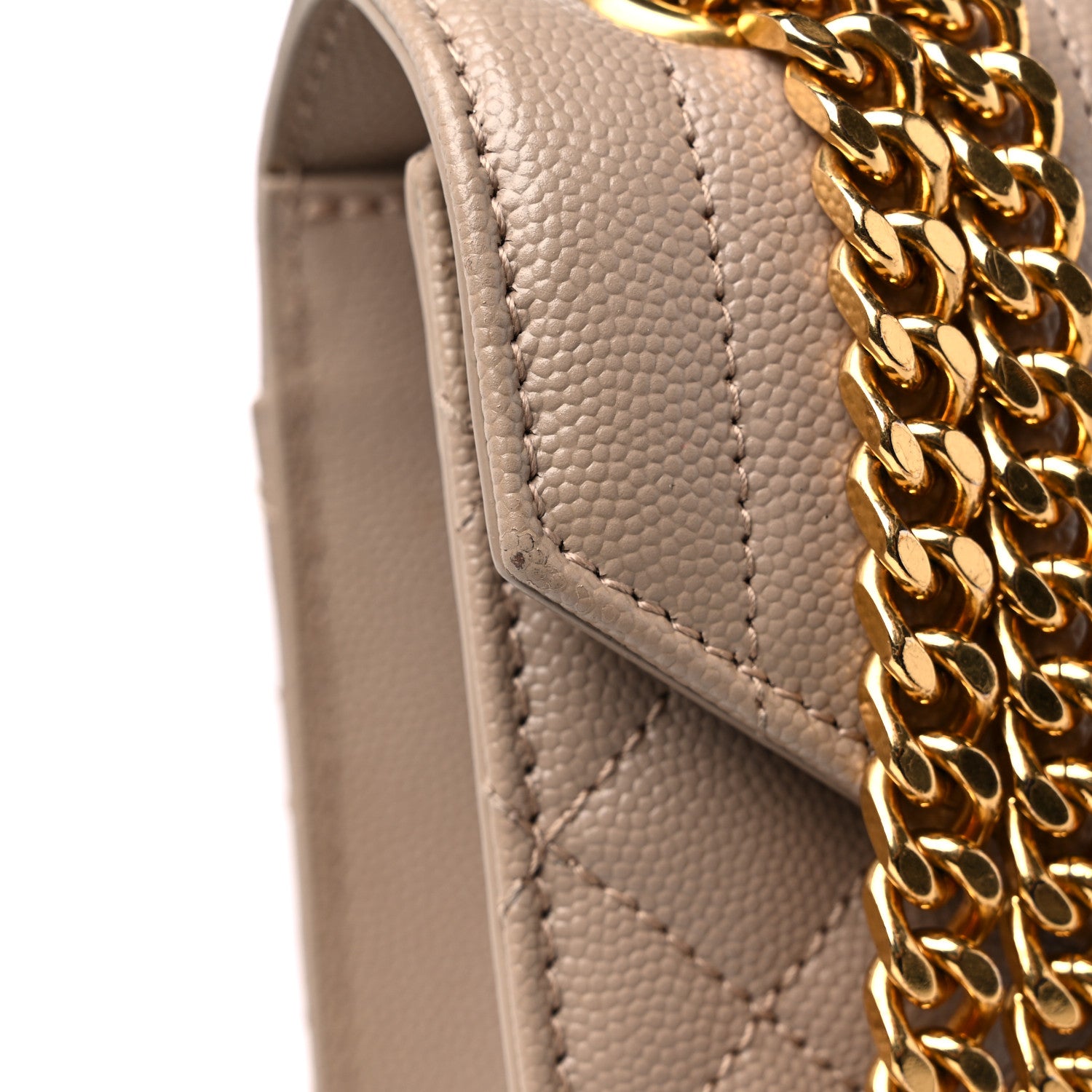 Saint Laurent Grain De Poudre Textured Mixed Matelasse Medium Triquilt Monogram Satchel Dark Beige 16 of 16