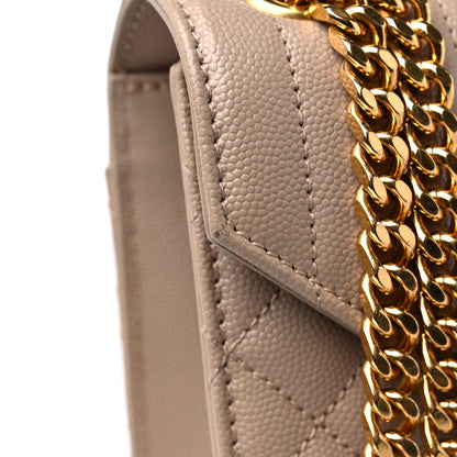 Saint Laurent Grain De Poudre Textured Mixed Matelasse Medium Triquilt Monogram Satchel Dark Beige 16 of 16