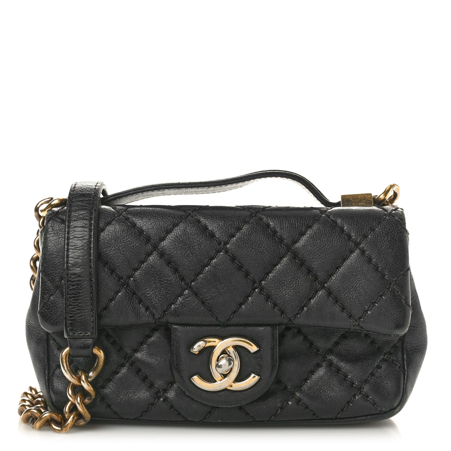 Calfskin Quilted Mini Urban Day Flap Black